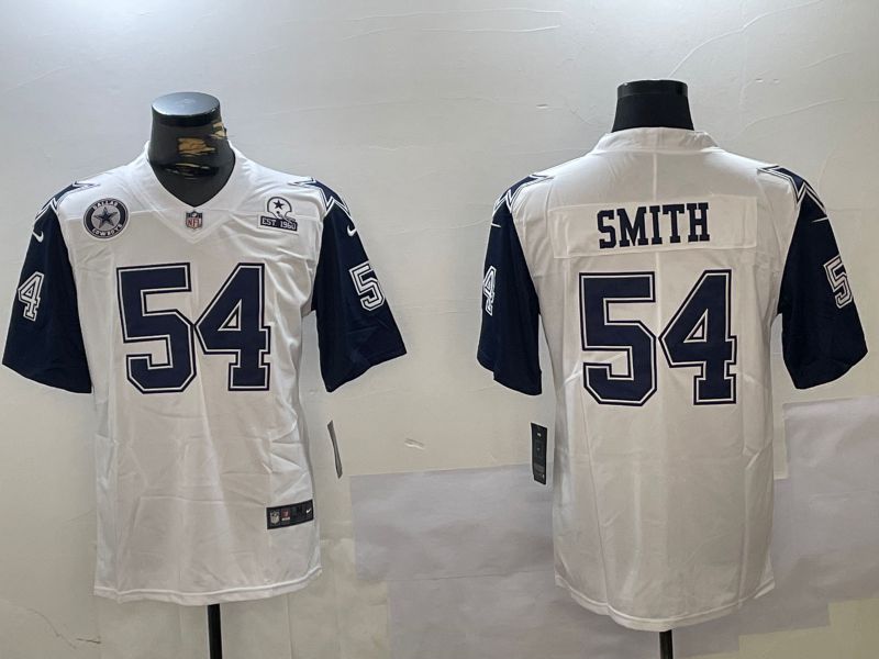 Men Dallas Cowboys #54 Smith White 2024 Nike Vapor Limited NFL Jersey style 4->dallas cowboys->NFL Jersey